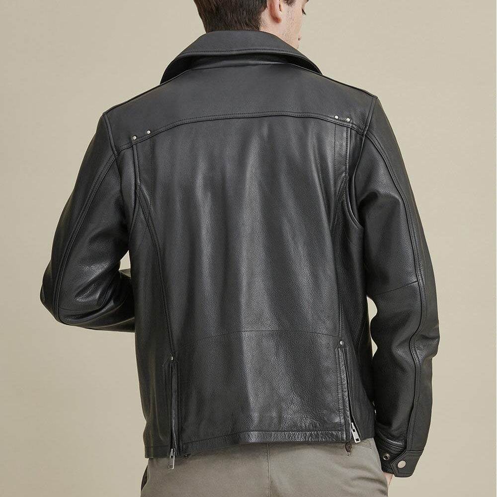 Men's Real Leather Motorbike Moto Jacket