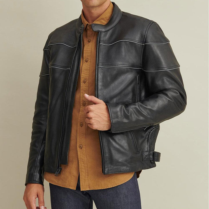 Leather Rider Jacket with Thinsulate™ Lining - Theleathercomfort