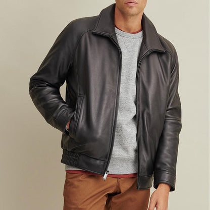Lined Leather Bomber - Theleathercomfort