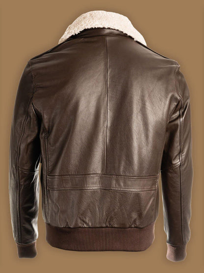 Men Brown Pilot Shearling Bomber Leather Jacket