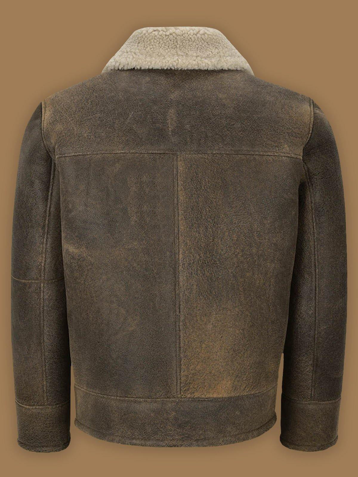 Men Old Fashion Brown Shearling Bomber Leather Jacket - Theleathercomfort