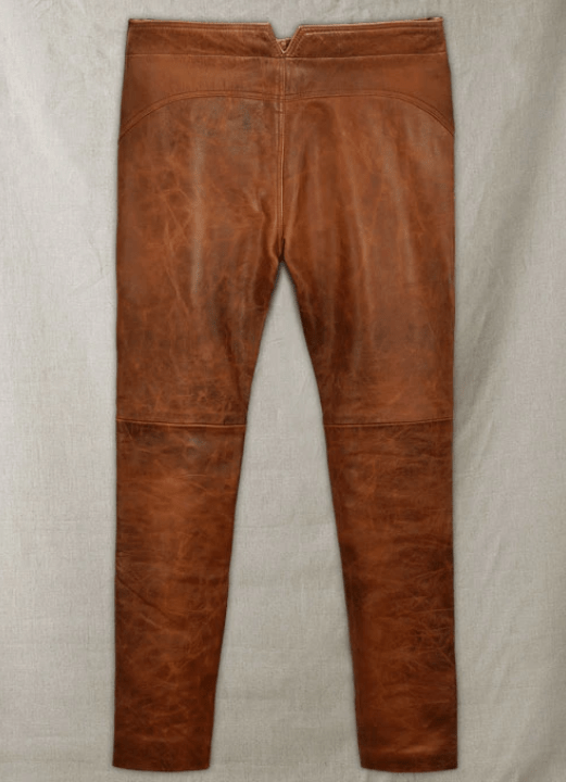 Men's Distressed Leather Pant In Brown