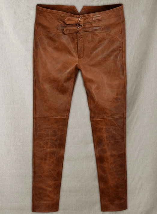 Men's Distressed Leather Pant In Brown