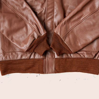 Men Lambskin Plain Brown A2 Leather Bomber Jacket - Theleathercomfort