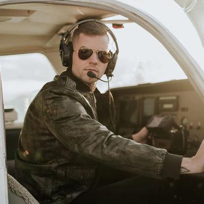 Mens B3 Pilot Black Sheepskin Flying Leather Bomber Jacket - Theleathercomfort