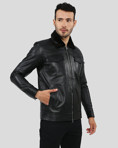 Walker Black Racer Leather Jacket