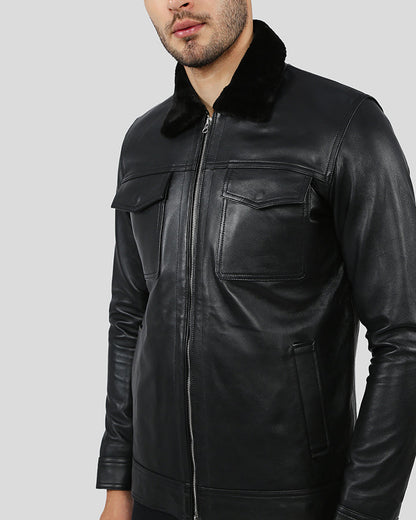 Walker Black Racer Leather Jacket