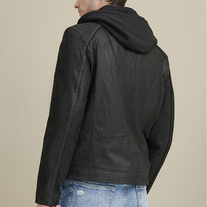 Vintage Hooded Leather Jacket