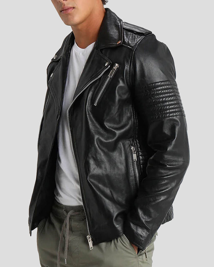 Wesley Black Quilted Leather Jacket