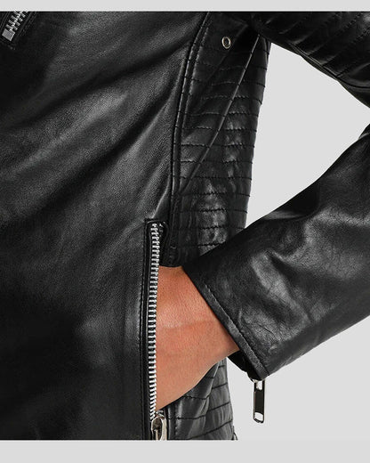 Wesley Black Quilted Leather Jacket