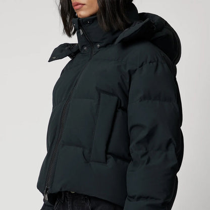 Women Mate Black Winter Puffer Jacket