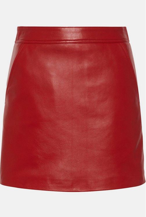 Women's Red Genuine Leather Mini Skirt