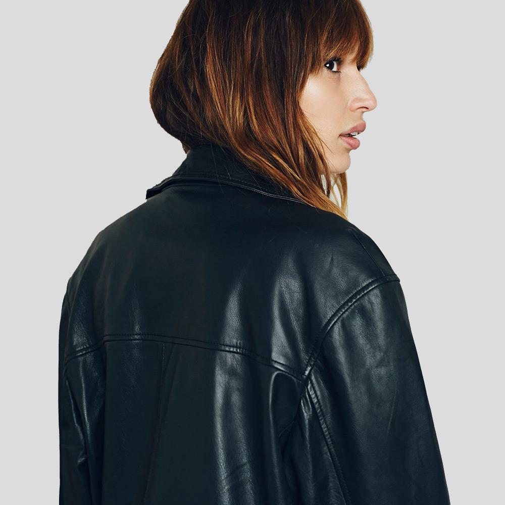 Lucia Black Biker Leather Jacket