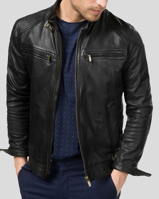 Charles Black Biker Leather Jacket