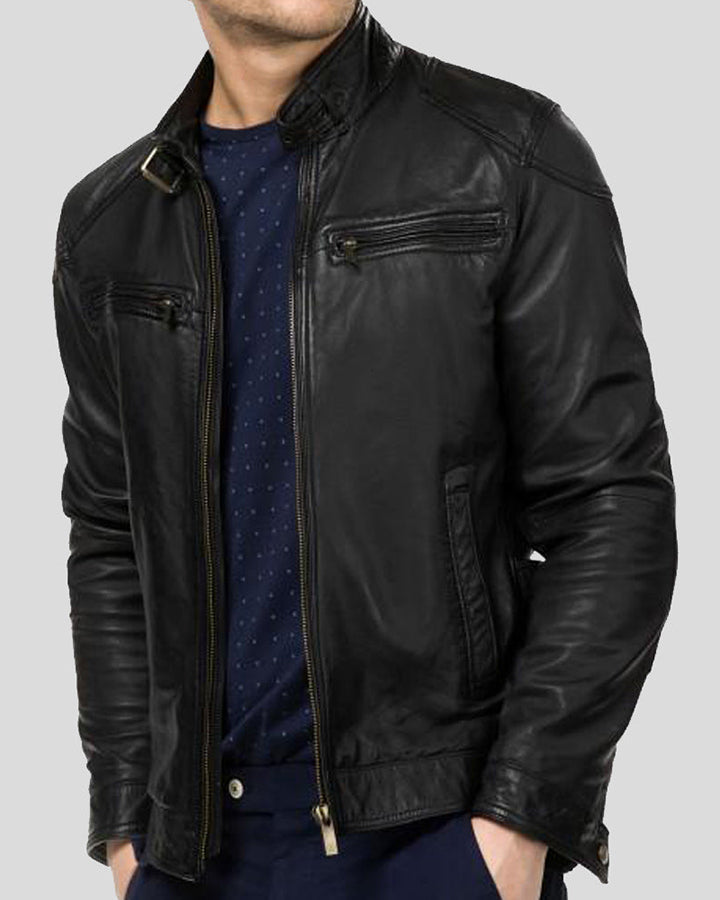 Charles Black Biker Leather Jacket
