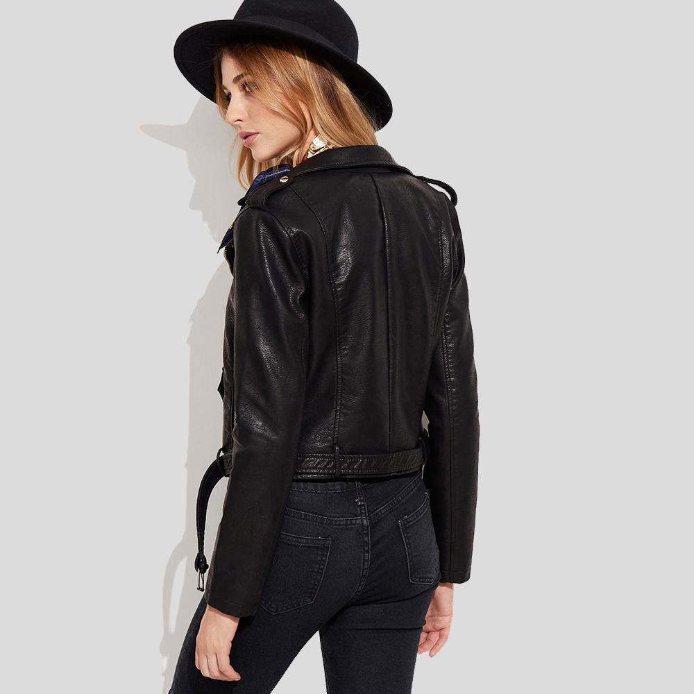 Sienna Black Biker Leather Jacket