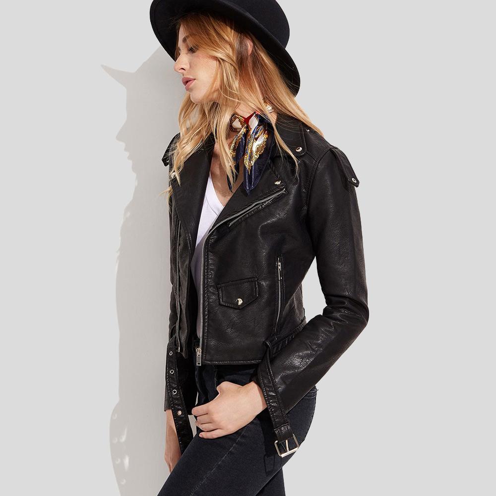 Sienna Black Biker Leather Jacket