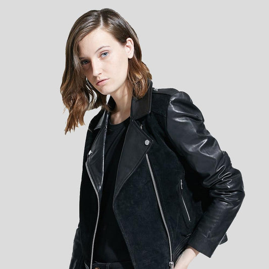 Mia Black Biker Leather Jacket