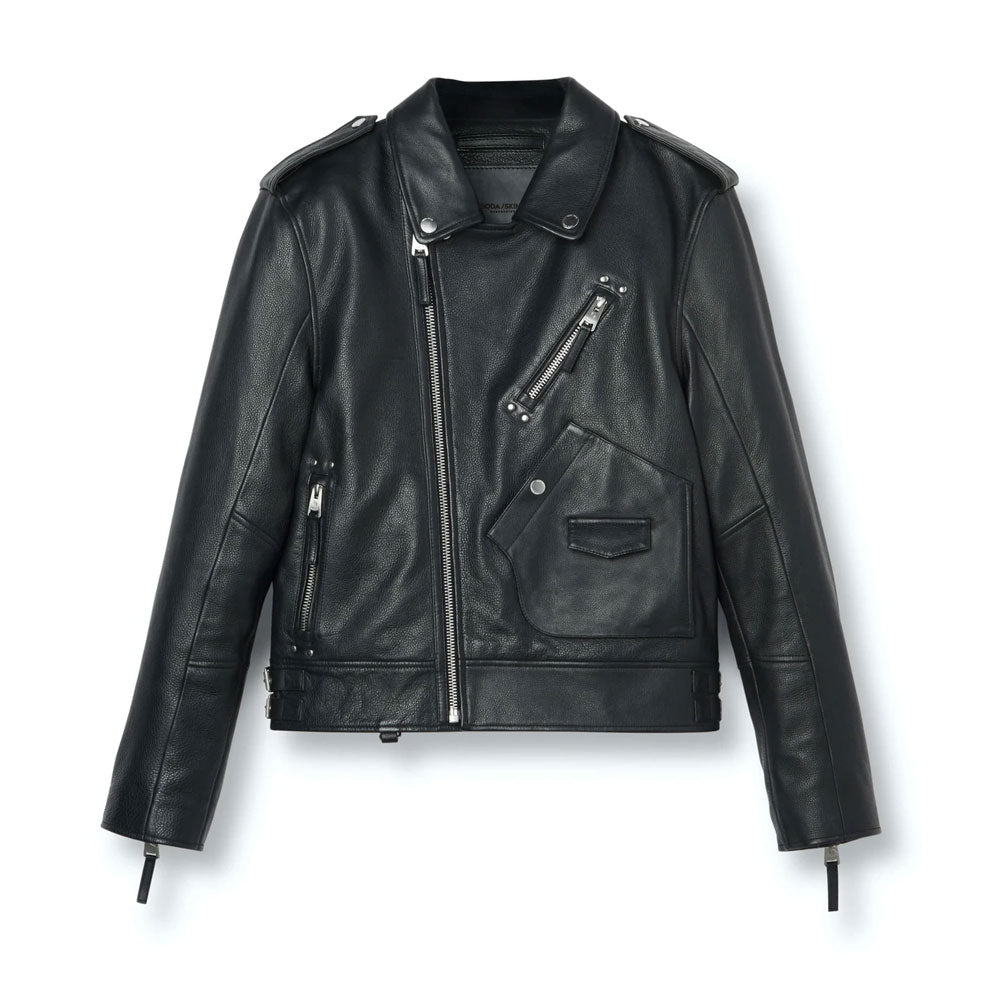 Black Biker Leather Jacket for Men