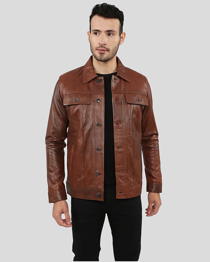 Finley Brown Biker Leather Jacket