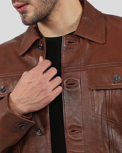 Finley Brown Biker Leather Jacket