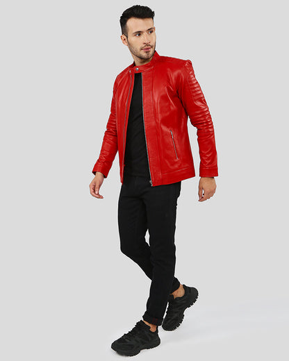 Gyles Red Quilted Leather Jacket
