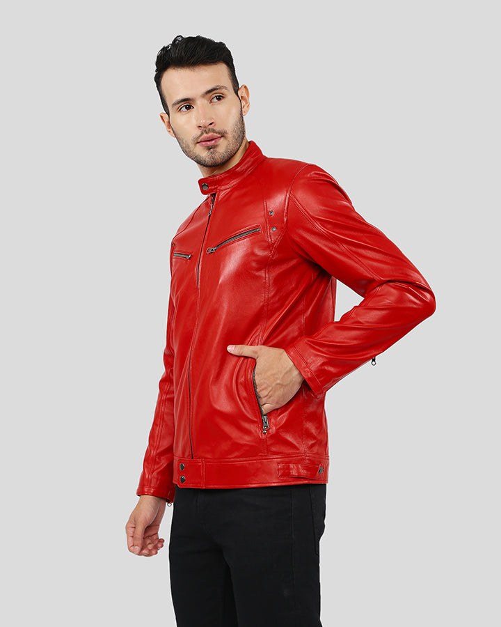 Hunter Red Racer Leather Jacket