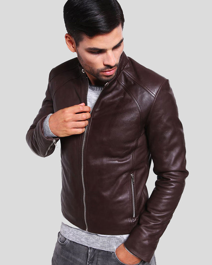 Joey Brown Leather Racer Jacket
