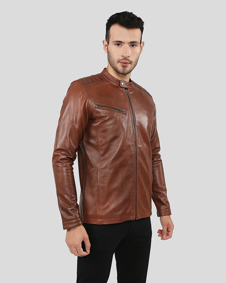 Ollie Brown Racer Leather Jacket