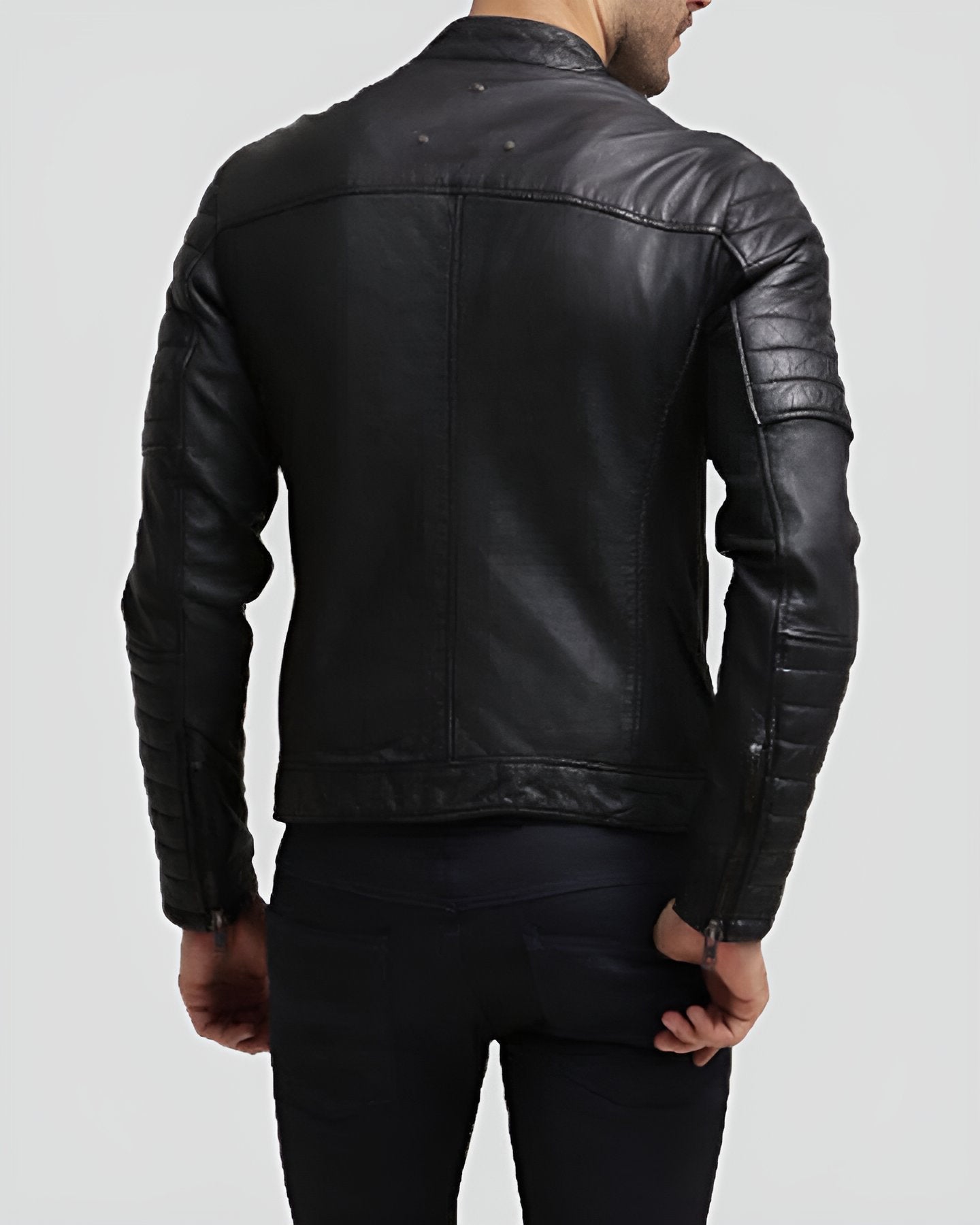 Grant Black Slim Fit Leather Racer Jacket