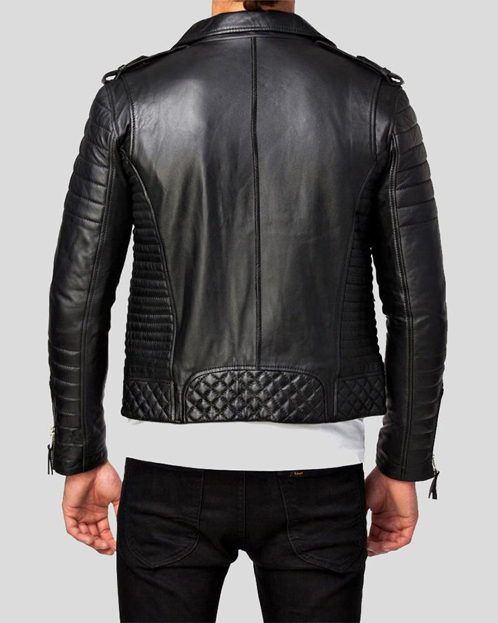 Ambrose Black Quilted Lambskin Leather Jacket