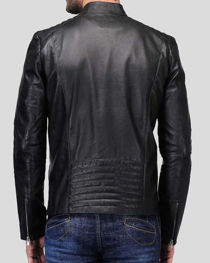 Nyle Black Quilted Lambskin Leather Jacket