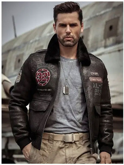 Mens Airforce Flight Coat Embroidered Jacket