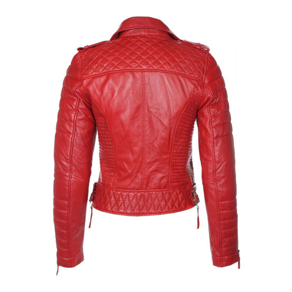 Women Red  RAF B3 Sheepskin Biker Leather Jacket