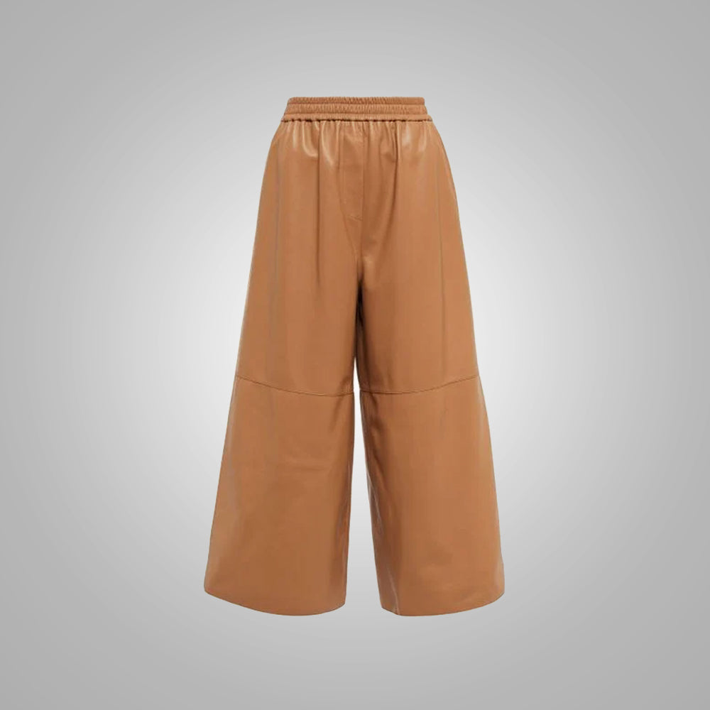 Women Soft Sheepskin Brown leather pants